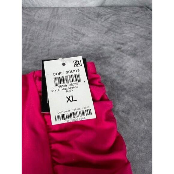 Bar III Shirred High-Rise Bikini Bottoms Ruby Size XL 2044 - Picture 2 of 5